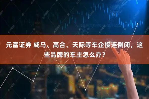 元富证券 威马、高合、天际等车企接连倒闭，这些品牌的车主怎么办？